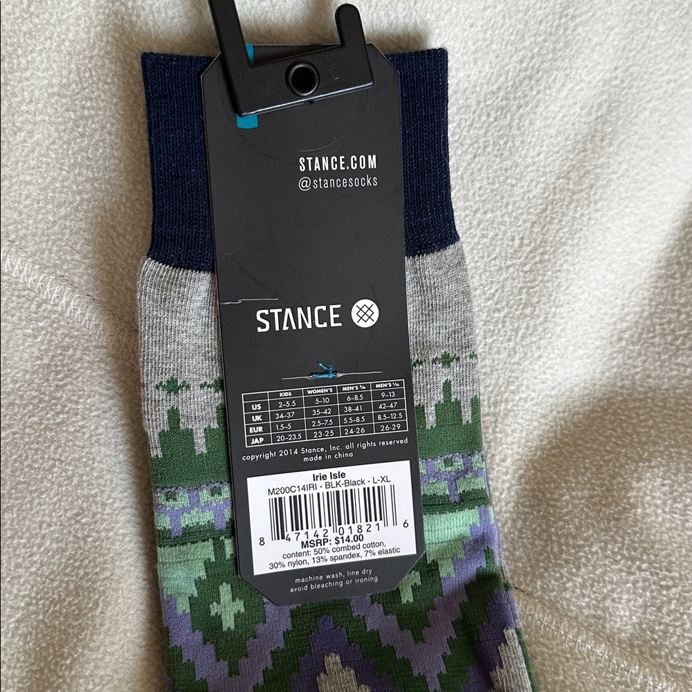 Stance Mens Light Combed Cotton Crew Socks Large 9-13 Irie Isle Mix Match - Picture 3 of 5